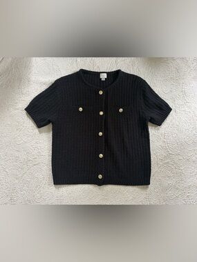 Women’s Black Sweater / Cardigan with Gold Buttons - a new day - size small